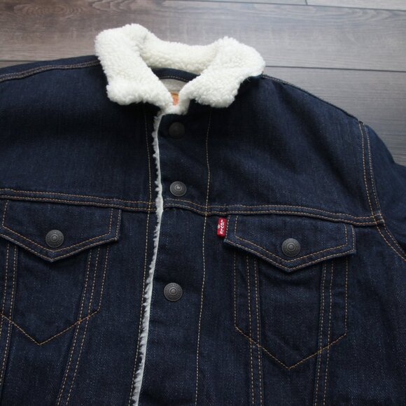 🧥 Levi’s Men’s Sherpa Trucker Jacket 👖 PC9-16365-0075 | Denim Lined Size Small - Picture 2 of 15